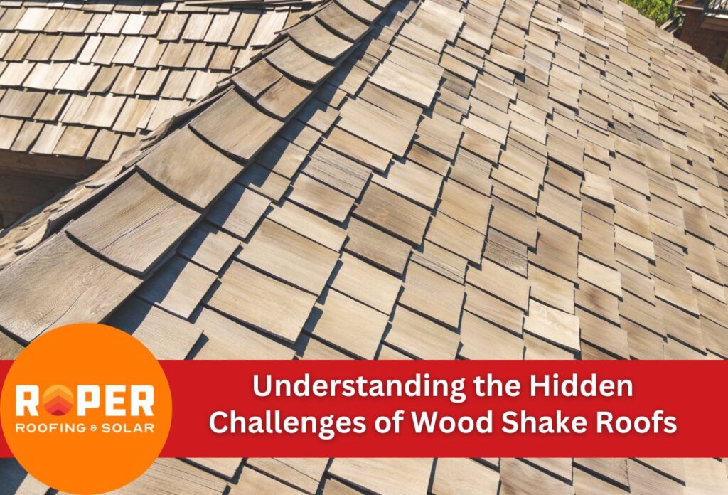 Wood shake roof shingles showing natural weathering and gaps - roofing challenges